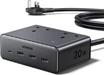 UGREEN Extension Lead with 4 USB Slots, 2 Way 2990W Max Multiple Plug with 1.5m Extension Cable
