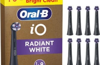 Oral-B iO Radiant White Original Electric Toothbrush Heads, Black, Pack of 8