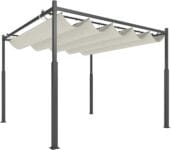 Outsunny 3 x 3(m) Metal Pergola with Retractable Roof and Magnetic Fixture