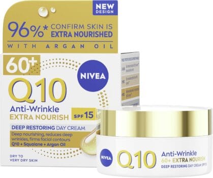 NIVEA Q10 Anti-Wrinkle 60+ Extra Nourishing Day Cream SPF15 (50ml)