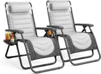 KEPLIN Set of 2 XXL Premium Heavy Duty Padded Two Tone Zero Gravity Chairs