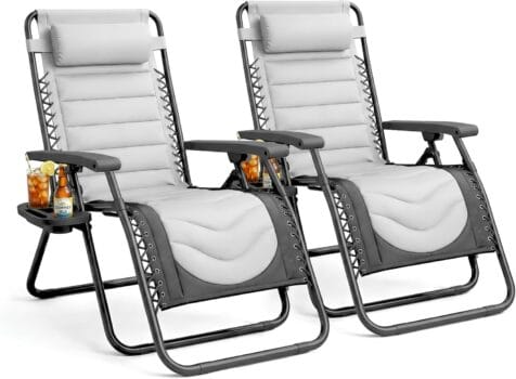 KEPLIN Set of 2 XXL Premium Heavy Duty Padded Two Tone Zero Gravity Chairs