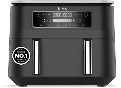 Ninja Foodi Dual Zone Digital Air Fryer, 2 Drawers, 7.6L, 6-in-1, Uses No Oil, Air Fry, Max Crisp, Roast, Bake, Reheat, Dehydrate,