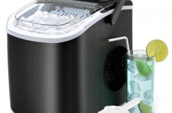 PALINTH Ice Maker Machine Countertop, 2 Sizes of Bullet Ice Machine, Self-Cleaning Ice Cube Maker with Portable Handle