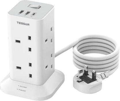 TESSAN Tower Extension Lead with USB C Slots