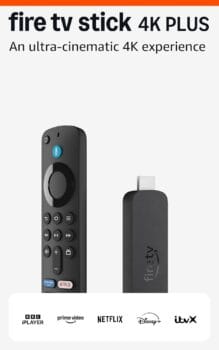 Amazon Fire TV Stick 4K Plus streaming device, supports Wi-Fi 6