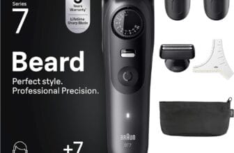 Braun Beard Trimmer Series 7, +7 Barbering Tools, Mens Beard Trimmer with Lifetime Sharp ProBlade