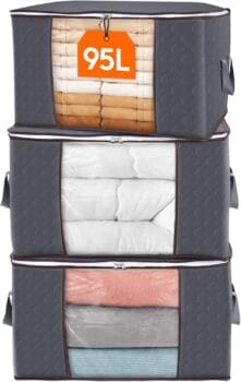 Lifewit 95L Clothes Storage Bags Large Storage Box With Lid Packing Boxes for Moving House With Reinforced Handle
