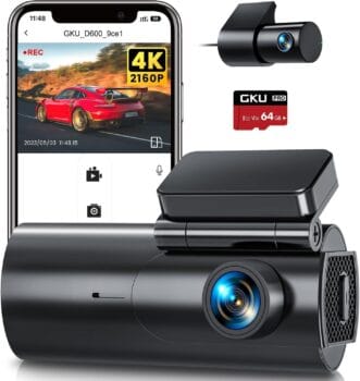 GKU 4K Dash Cam Front and Rear, 5GHz WiFi Dashcam with 64GB SD Card