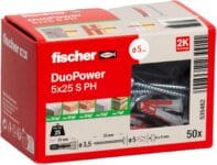 fischer DuoPower 5 x 25 S PH, powerful universal plug with panhead screw