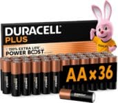 DURACELL Plus AA Batteries (36 Pack) – Alkaline Batteries 1.5V – Up to 150% Extra Life with POWER BOOST Actives