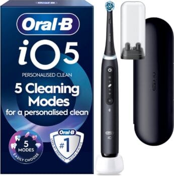 Oral-B iO5 Electric Toothbrush for Adults, Black, 5 Cleaning Modes with Teeth Whitening