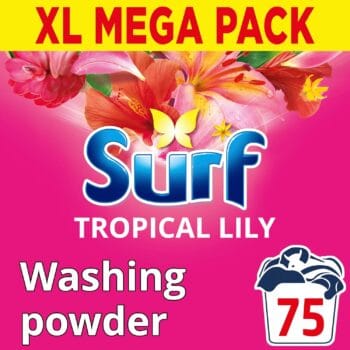 Surf Tropical Lily Washing Powder joy-infused fragrance with natural essential oil lasting up to 12 hours