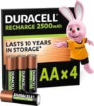 Duracell Rechargeable AA Batteries (Pack of 4), 2500 mAh NiMH