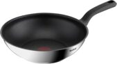 Tefal Comfort Max 28cm Stainless Steel Wok, Durable Non-Stick Pan with Thermo-Spot Heat Indicator