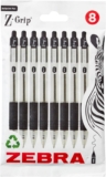 Zebra Pen Z Grip Black Ballpoint Pens with Pocket Clip 8pk