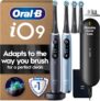 Oral-B iO9 Electric Toothbrushes for Adults, 2 Handles, Black Onyx & Sapphire Blue
