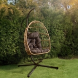 OHS Hanging Egg Chair, Rattan Swing Chair Wicker Hammock with Stand