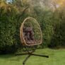 OHS Hanging Egg Chair, Rattan Swing Chair Wicker Hammock with Stand