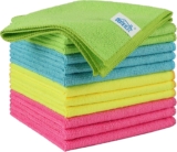 HOMEXCEL Microfibre Cloth,12 Pack Cleaning Rag 4 Color Assorted,29 x 29 cm