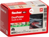 fischer DuoPower 5 x 25 S PH, powerful universal plug with panhead screw