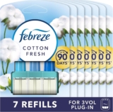 Febreze 3 Volution Air Freshener Plug In Refill 20 ML Cotton Fresh, 3 Alternating Scents To Clean Away Odours 7 x 20 ml
