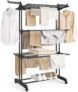 SONGMICS Large Clothes Airer, Foldable Clothes Drying Rack Laundry 4-Tier Ink Black
