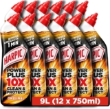 Harpic Power Plus Toilet Cleaning Gel, Original, 750ml (12 x 750ml, Total 9.0L)